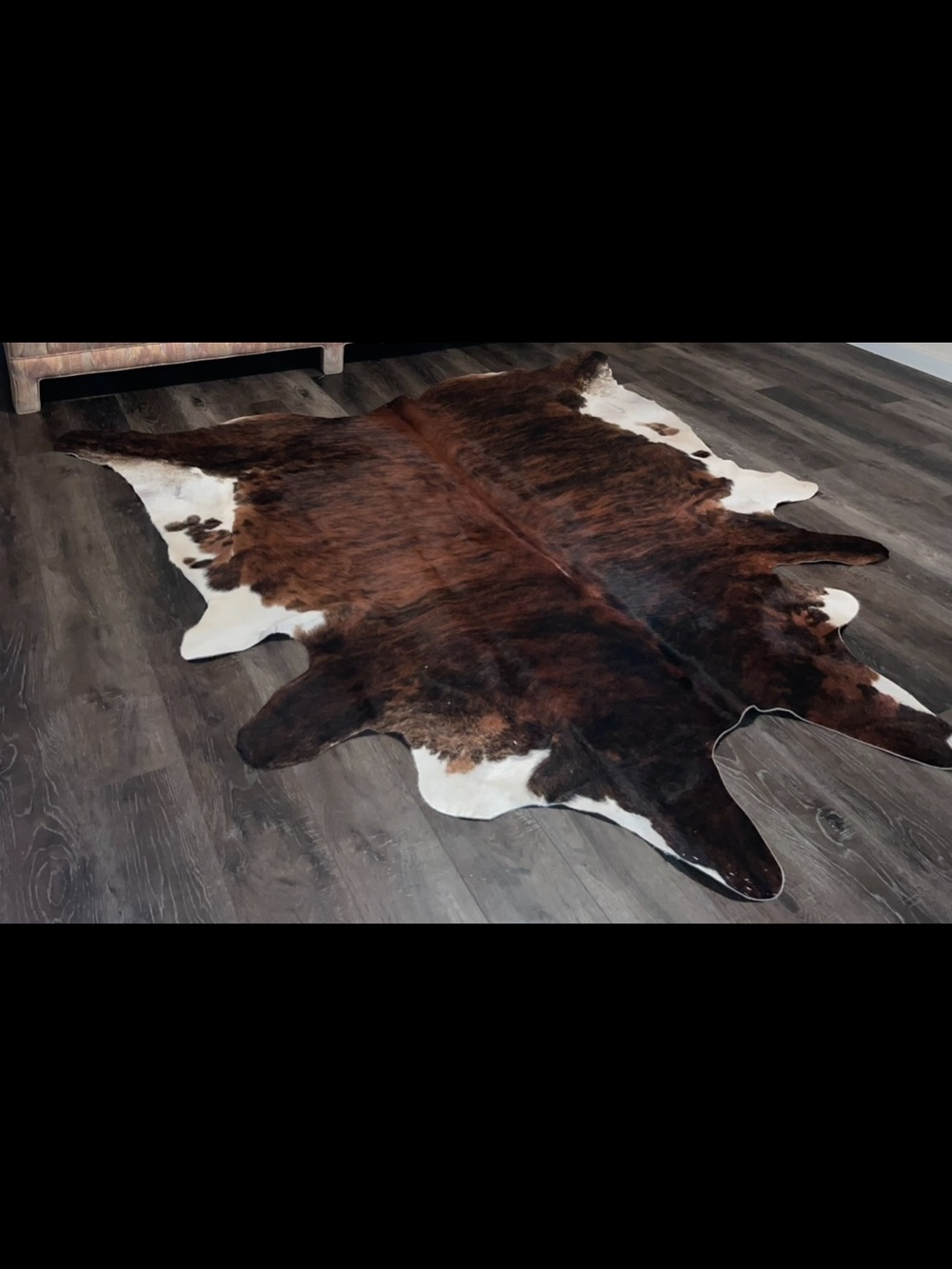 Genuine Cowhide Rug - Dark Brown & White Accent